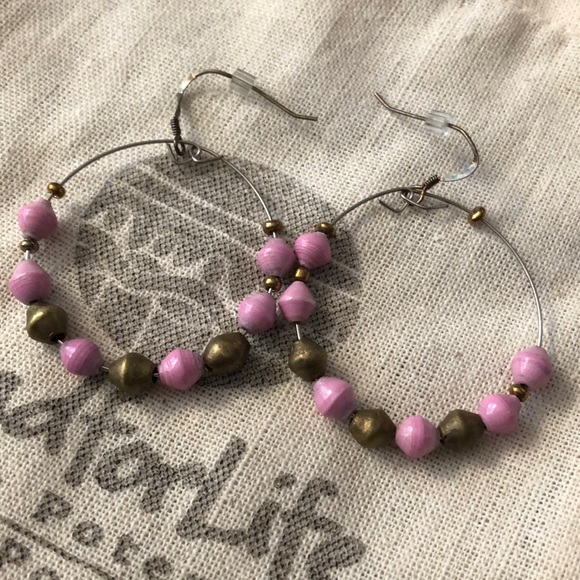 Bead for Life East African Lilac Hoop Earrings - Picture 4 of 6